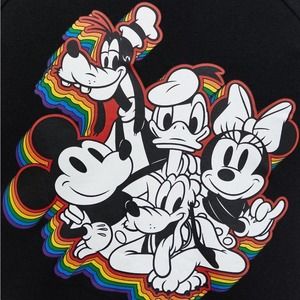 Disney Pride Mickey & Friends Hoodie - Fleece Black Sz 4